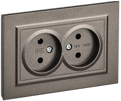 BRITE Розетка 2-местная без заземления без защитных шторок 10А в сборе РС12-2-БрТБ темная бронза IEK BR-R20-10-K45-F