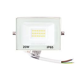 Прожектор светодиодный СДО 20Вт 1600Лм 3000K теплый свет, белый корпус REXANT 605-019