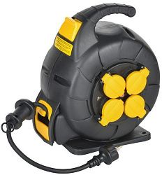 TWIST Катушка УК10 4 места IP44 с заземлением 3х1,5мм2 КГ с автосмоткой кабеля 10м IEK TW-KP27-16-04-10-44