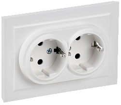 BRITE Розетка 2-местная с заземлением с защитными шторками 16А в сборе РСш12-3-БрАБ арктический белый IEK BR-R24-16-K91-F