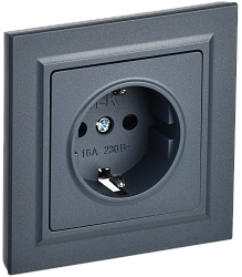 BRITE Розетка 1-местная с заземлением с защитными шторками 16А в сборе РСР14-1-0-БрМ маренго IEK BR-R14-16-K35-F
