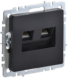 BRITE Розетка двойная RJ11+RJ45 кат.5E РК/Т12-БрЧ черный IEK BR-KT20-O-1-K02