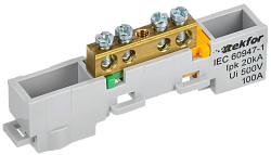 TEKFOR Шина PE "земля" неизолированная на универсальном держателе 6х9-4-Ж IEK TF-NN10-04-DL-K05