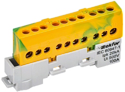 TEKFOR Шина PE "земля" изолированная на универсальном держателе 6х9-10-ЖЗ IEK TF-NN10-10-KL-K52