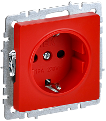 BRITE Розетка 1-местная с заземлением с защитными шторками 16А РС14-1-0-БрК красный IEK BR-R14-16-K04