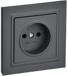 BRITE Розетка 1-местная без заземления без защитных шторок 10А в сб. РСР10-1-0-БрГ графит IEK BR-R10-10-K53-F