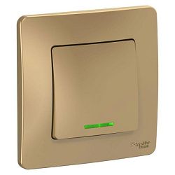 Выключатель 1-кл. СП Blanca 10А IP20 (сх. 1) 250В с подсветкой титан SE BLNVS010114 1210345