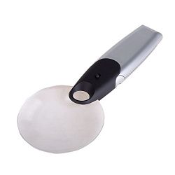 Лупа ручная безрамочная, увеличение 2х/6х, ø90мм, с подсветкой LED, трансформер-подставка REXANT 12-0408