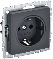 BRITE Розетка 1-местная с заземлением с защитными шторками 16А РС14-1-0-БрГ графит IEK BR-R14-16-K53