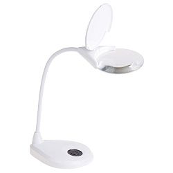 Лупа настольная 3D с подсветкой 3LED, сенсорная регулировка яркости, EXPERT, ø125мм, белая REXANT 31-0560