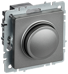 BRITE Светорегулятор поворотно-нажимной 600Вт СС10-1-0-БрС сталь IEK BR-D20-0600-K46