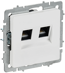 BRITE Розетка компьютерная двойная RJ45 кат.6 РК11-2-БрАБ арктический белый IEK BR-K20-2-K91