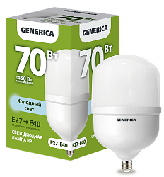 Лампа светодиодная HP 70Вт 230В 6500К E27-E40 GENERICA LL-HP-70-230-65-E27-E40-G