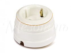 Розетка ретро фарфоровая двухполюсная с з/к,  в компл с подъемной рамкой 16А 250В, цвет - белый  GE70301-50