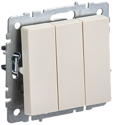 BRITE Выключатель 3-клавишный 10А ВС10-3-0-БрКр бежевый IEK BR-V30-0-10-K10