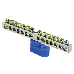 Шина "0" N (6x9мм) 14 отв. цинк синий угловой изолятор EKF sn1-63-14-1