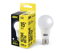 Лампа светодиодная A60 груша 15Вт 230В 4000К E27 IEK LLE-A60-15-230-40-E27