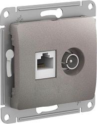 Розетка компьютерная + телевизионная 2-м Glossa RJ45 кат.5E + TV механизм платина SE GSL001289 1402928