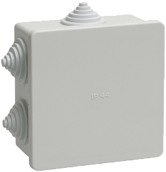 Коробка распаячная КМ41235 для открытой проводки безгалогенная (HF) 85х85х40мм IP44 6 гермовводов серая IEK UKO11-085-085-040-K41-44