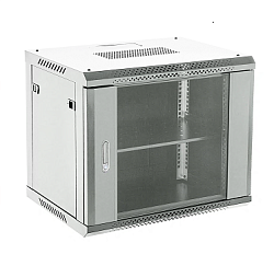 Настенный шкаф 19" 6U 600×450×368 (ШxГxВ), дверь стекло, металлическая задняя стенка, боковые съемные стенки, RAL 7035 REXANT 04-0664-111