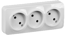 GLORY Розетка 3-местная для открытой установки без заземления без защитных шторок 10А РС23-2-ХБ белый IEK ERH30-K01-10