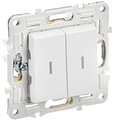 SKANDY Выключатель 2-клавишный проходной с индикацией 10А SK-V10W арктический белый IEK SK-V22-1-10-K01