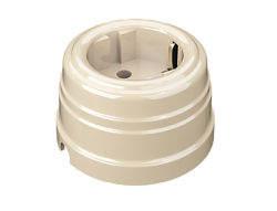 Розетка ретро пластиковая, двухполюсная, с заземляющим контактом, IP20, цвет - слоновая кость GE30301-02