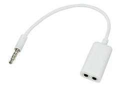 Аудиоразветвитель штекер 3,5мм на 2 по 3,5мм, 0,15м, белый REXANT 18-1102
