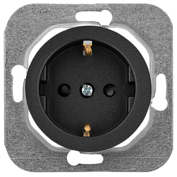 Розетка штепсельная со шторками с заземляющим контактом скрытой установки РС16-1406 графит 11514BY