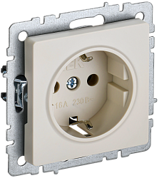 BRITE Розетка 1-местная с заземлением с защитными шторками 16А РС14-1-0-БрКр бежевый IEK BR-R14-16-K10