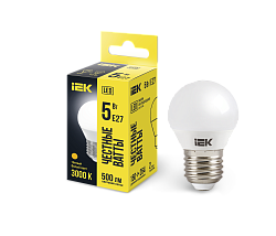 Лампа светодиодная G45 шар 5Вт 230В 3000К E27 IEK LLE-G45-5-230-30-E27