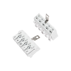 Клемма пружинная соединительная КСП 5-полюсная с заземлением и с монтажными ножками (50 шт./уп.) REXANT 07-6217-2