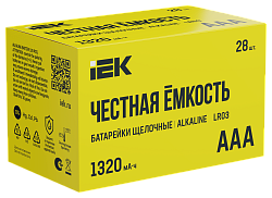 Батарейка щелочная Alkaline LR03/AAA (28/бокс) IEK ABT-LR03-OP-B28