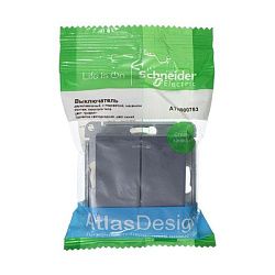 Выключатель 2-кл. СП AtlasDesign 10А IP20 (сх. 5а) 10AX с подсветкой механизм грифель SE ATN000753 1240420
