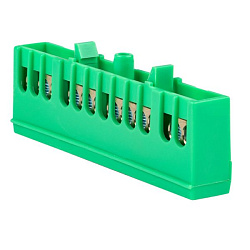 Шина "0" PE (6x9мм) 12 отв. латунь зеленый изолир. корп. на DIN-рейку EKF sn0-63-12-ig