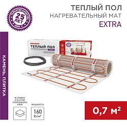 Теплый пол, нагревательный мат Extra 0,7м², 0,5х1,4м, 112Вт двухжильный REXANT 51-0501