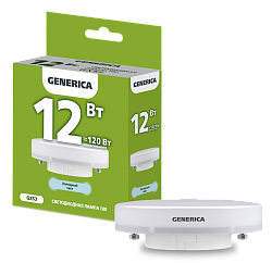 Лампа светодиодная T80 таблетка 12Вт 230В 6500К GX53 GENERICA LL-T80-12-230-65-GX53-G