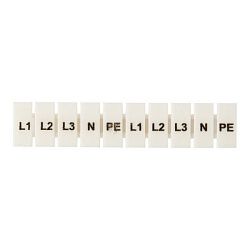 Маркеры для UT/ST/Push-in 2,5 с символами "L1, L2, L3, N, PE" (100 шт.) EKF zb-st-2.5-L-1-3