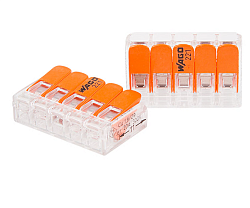 221-415 Универсальная компактная клемма 5-контактная до 4,0 мм² (25 шт./уп.)  WAGO 221-415