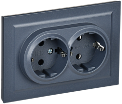 BRITE Розетка 2-местная с заземлением с защитными шторками 16А в сборе РСш12-3-БрМ маренго IEK BR-R24-16-K35-F