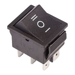 Выключатель клавишный 250V 15А (6с) ON-OFF-ON черный  с нейтралью (RWB-508, SC-767)  REXANT Индивидуальная упаковка 1 шт 36-2370-1