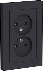 Розетка 2-м СП AtlasDesign 16А IP20 без заземл. в сборе карбон SE ATN001020 1240530