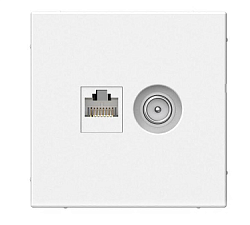 Розетка компьютерная + телевизионная 2-м ArtGallery RJ45 + TV кат.5E бел. SE GAL000189 1823496