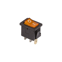 Выключатель клавишный 250V 6А (3с) ON-OFF желтый с подсветкой Mini (RWB-206, SC-768) REXANT 36-2152