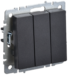 BRITE Выключатель 3-клавишный 10А ВС10-3-0-БрЧ черный IEK BR-V30-0-10-K02