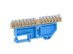 Шина N "ноль" на DIN-изоляторе СИНИЙ 6х9-14 AN0803-0006