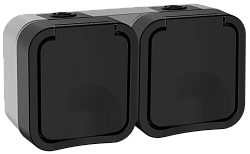 TORS Розетка 2-местная горизонтальная 16А IP55 TS122 графит IEK TS-R26-16-55-G-K53