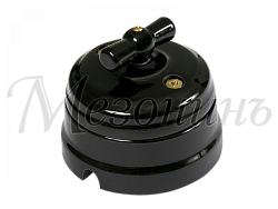 Выключатель ретро фарфоровый поворотный на два положения, для включения из 2х мест (1-клавишный про GE70404-05