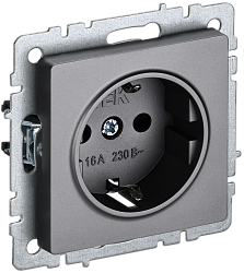 BRITE Розетка 1-местная с заземлением без защитных шторок 16А РС11-1-0-БрС сталь IEK BR-R11-16-K46