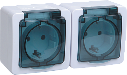 Розетка 2-местная для открытой установки РСб22-3-ГПБд с заземляющим контактом IP54 ГЕРМЕС PLUS (цвет крышки: дымчатый) IEK ERMP22-K03-16-54-EC